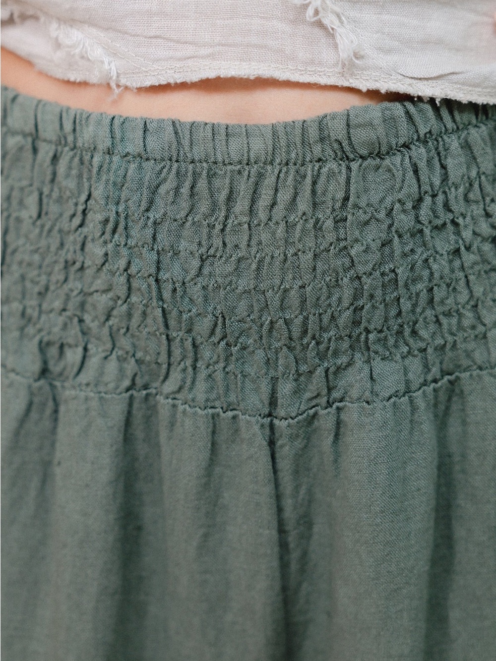 Made In Italy Pure Linen Palazzo Pants In Sage Green - Picture 5 of 15